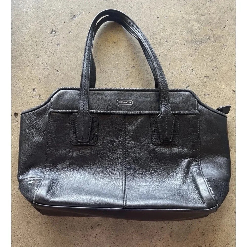 Coach Taylor Bette Mini Tote Black Leather Cross Body Bag Classic No Strap - Picture 7 of 15